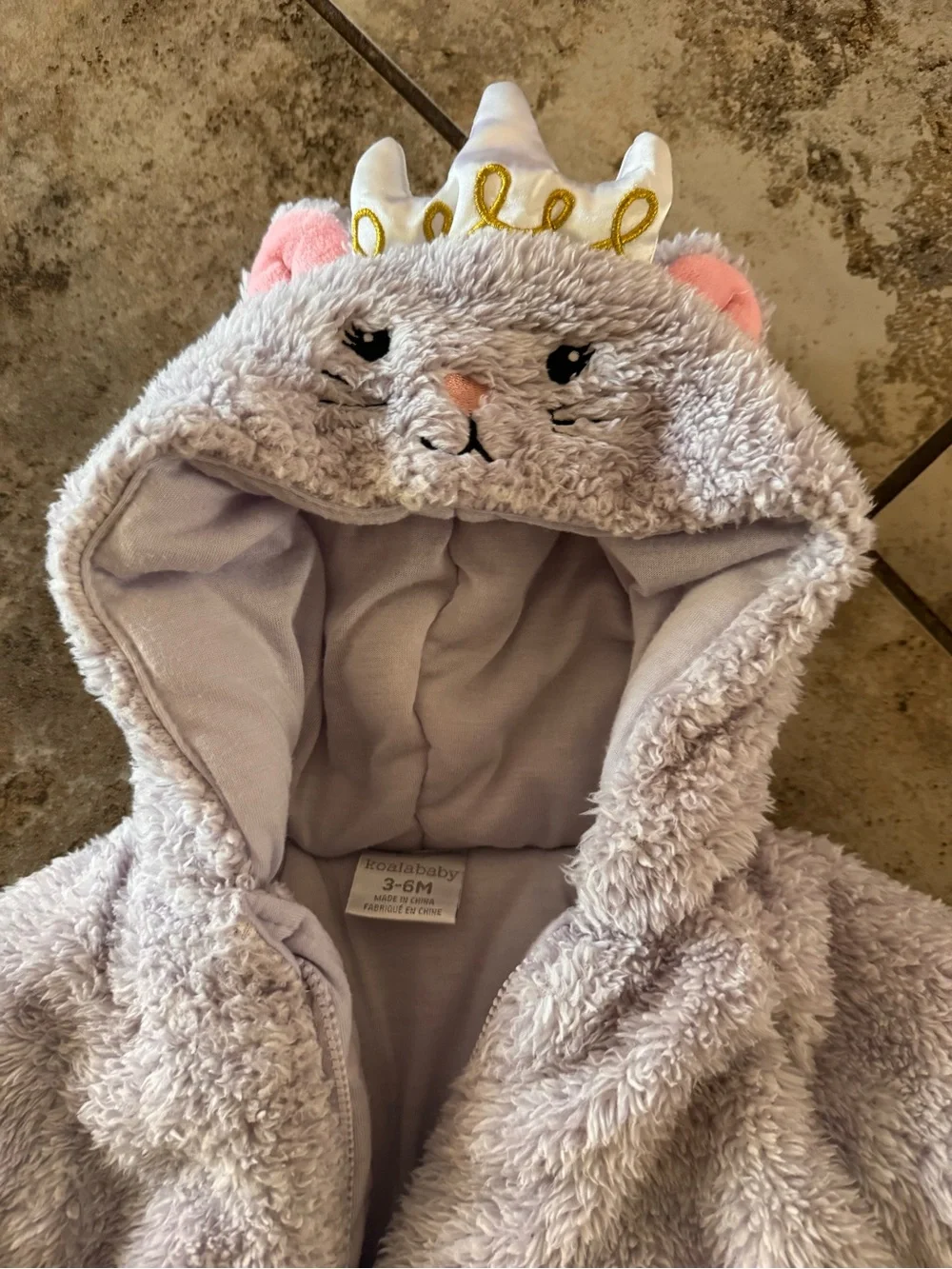 Koala Baby 3-6 m Purple Snowsuit Cat Hooded 1-Piece Plush Pram Faux Fur Bunting